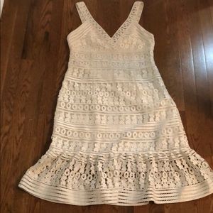 DVF Tiana White Lace Overlay Dress